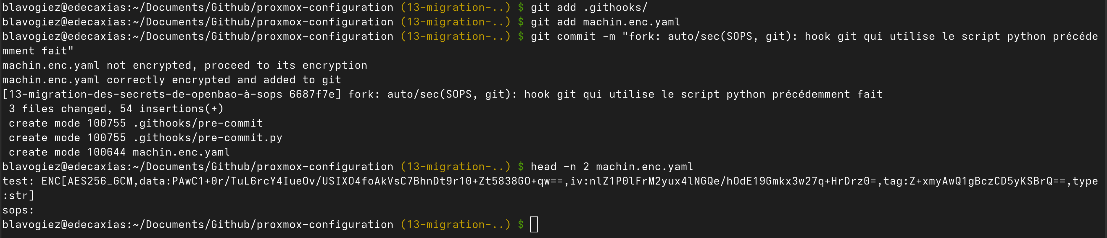 SOPS - Python script used in a pre-commit githook to ensure auto-encryption at commit